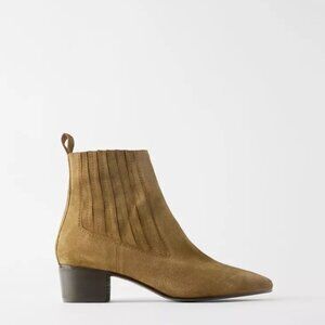 Zara Suede Heeled Cowboy Inspired Boots - Size 36